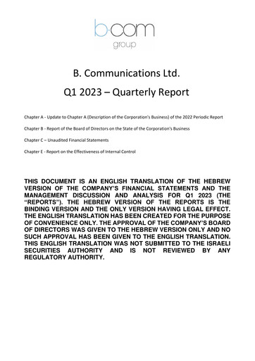 Thumbnail B Communications
 Quarterly Report 2023-q1