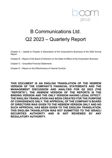 Thumbnail B Communications
 Quarterly Report 2023-q2