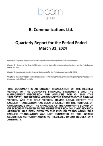 Thumbnail B Communications
 Quarterly Report 2024-q1