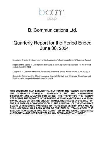 Thumbnail B Communications
 Quarterly Report 2024-q2
