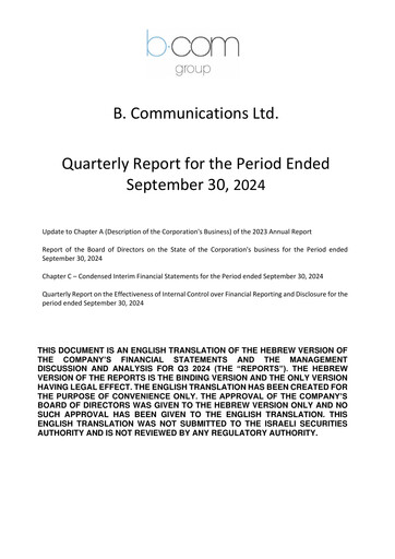 Thumbnail B Communications
 Quarterly Report 2024-q3