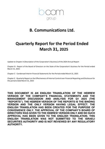 Thumbnail B Communications
 Quarterly Report 2025-q1