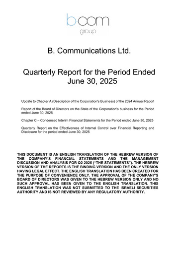 Thumbnail B Communications
 Quarterly Report 2025-q2