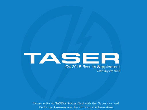 Thumbnail Axon Enterprise
 Quarterly Report 2015-q4
