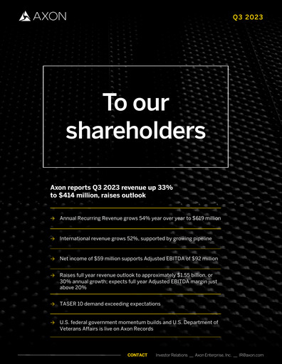 Thumbnail Axon Enterprise
 Quarterly Report 2023-q3