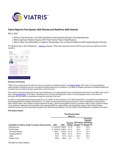 Thumbnail Viatris Quarterly Report 2025-q1