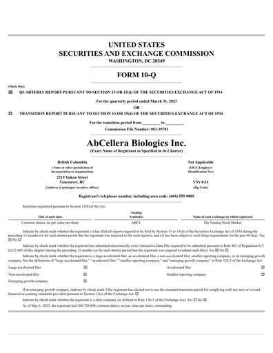 Thumbnail AbCellera
 Quarterly Report 2023-q1
