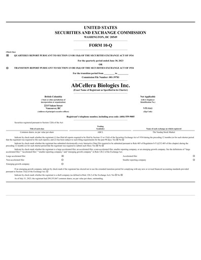 Thumbnail AbCellera
 Quarterly Report 2023-q2
