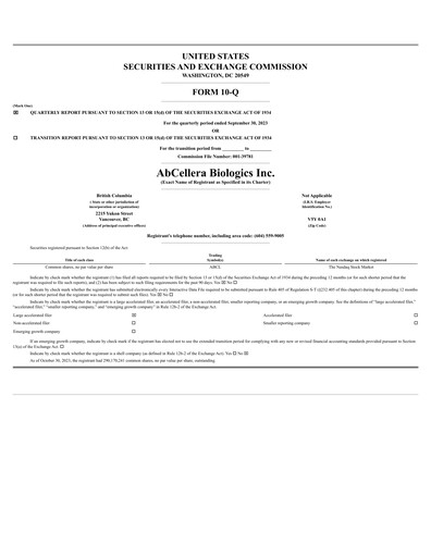 Thumbnail AbCellera
 Quarterly Report 2023-q3
