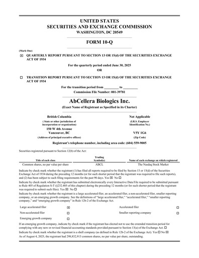 Thumbnail AbCellera
 Quarterly Report 2025-q2