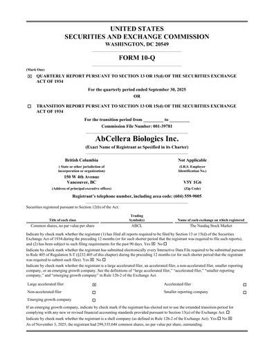 Thumbnail AbCellera
 Quarterly Report 2025-q3