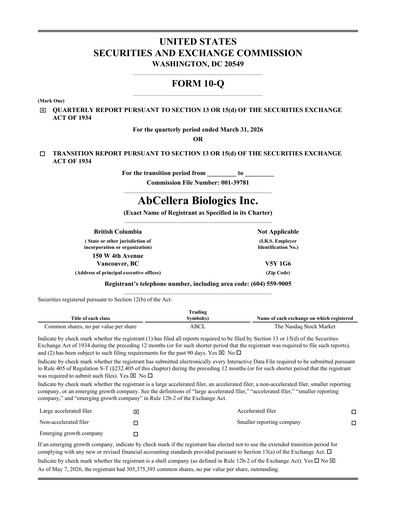 Thumbnail AbCellera
 Quarterly Report 2026-q1