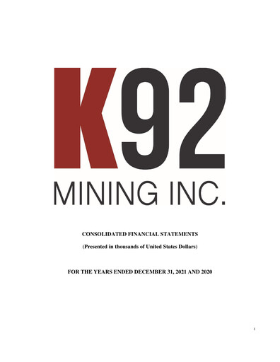 Thumbnail K92 Mining Financial Statement 2021