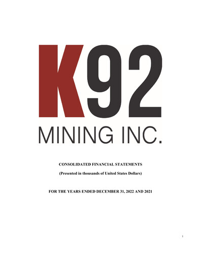 Thumbnail K92 Mining Financial Statement 2022