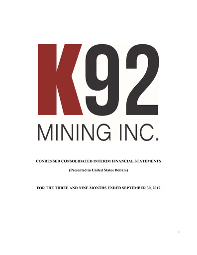 Thumbnail K92 Mining Quarterly Report 2017-q3