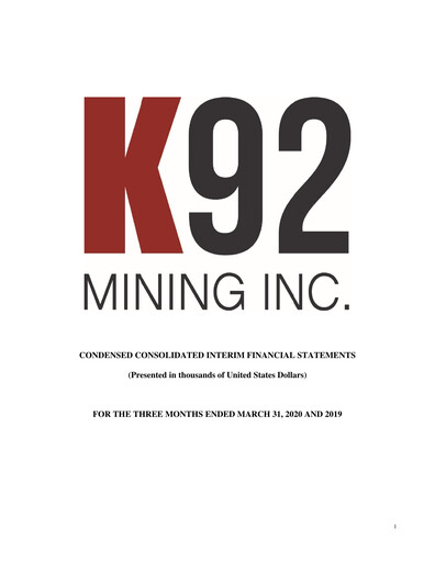 Thumbnail K92 Mining Quarterly Report 2020-q1