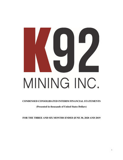 Thumbnail K92 Mining Quarterly Report 2020-q2