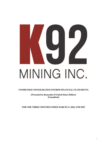 Thumbnail K92 Mining Quarterly Report 2026-q1