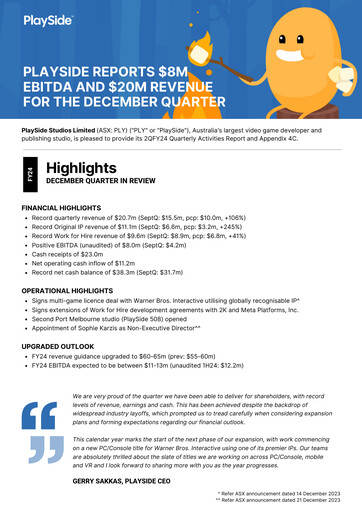 Miniature PlaySide Studios Rapport trimestriel 2024-q2