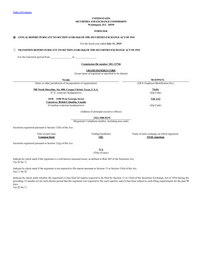 Miniature Uranium Energy
 Rapport annuel 2025