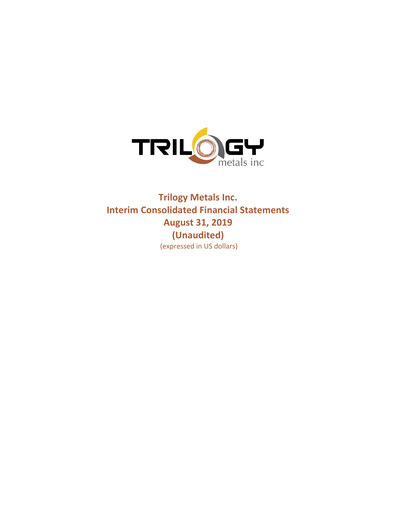 Thumbnail Trilogy Metals
 Quarterly Report fy2019-q3