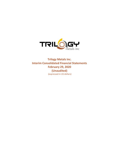 Thumbnail Trilogy Metals
 Quarterly Report fy2020-q1