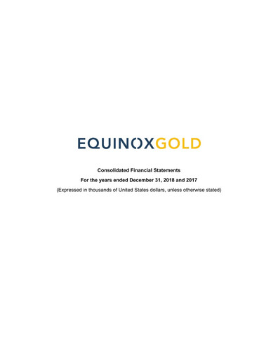 Miniature Equinox Gold
 Bilan financier 2018