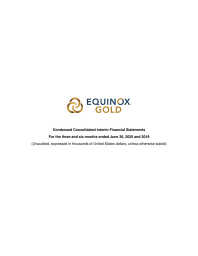 Miniature Equinox Gold
 Bilan financier 2020-q2