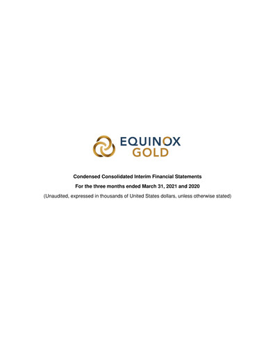 Miniature Equinox Gold
 Bilan financier 2021-q1