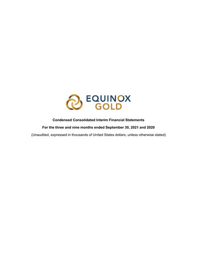 Miniature Equinox Gold
 Bilan financier 2021-q3