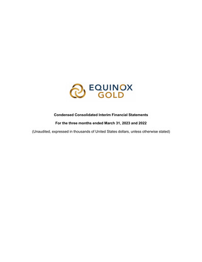 Miniature Equinox Gold
 Bilan financier 2023-q1