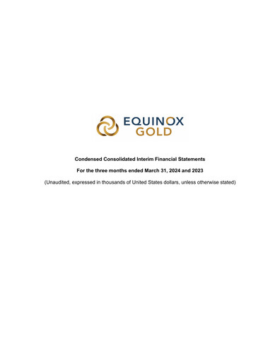 Miniature Equinox Gold
 Bilan financier 2024-q1
