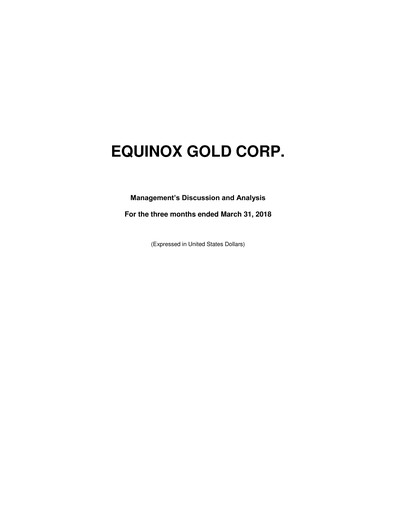 Thumbnail Equinox Gold
 Quarterly Report 2018-q1