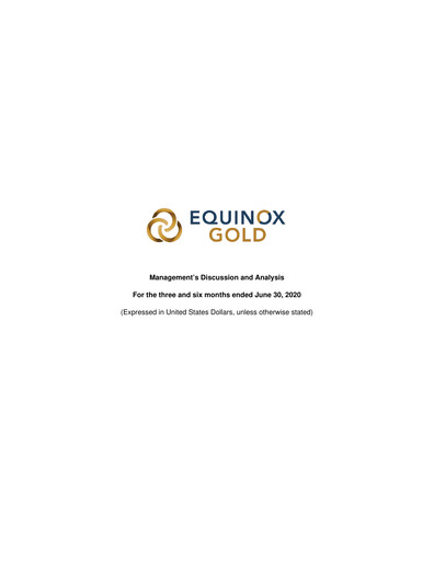 Thumbnail Equinox Gold
 Quarterly Report 2020-q2