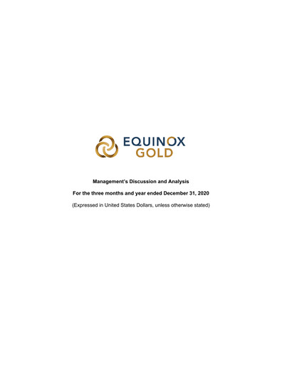 Thumbnail Equinox Gold
 Quarterly Report 2020-q4