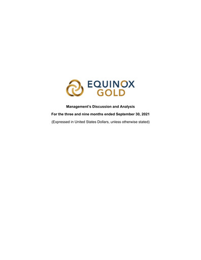 Thumbnail Equinox Gold
 Quarterly Report 2021-q3