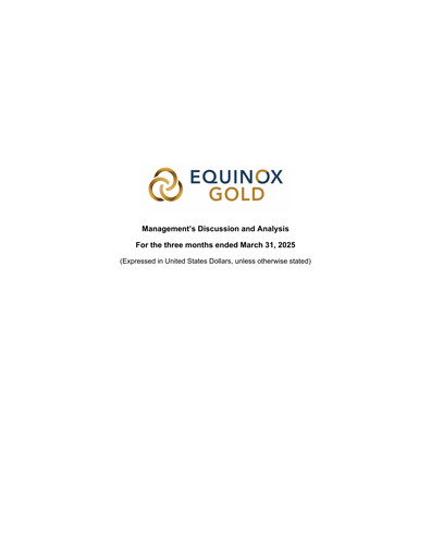 Thumbnail Equinox Gold
 Quarterly Report 2025-q1