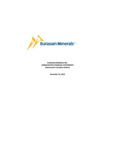 Thumbnail EMX Royalty
 Financial Statement 2015