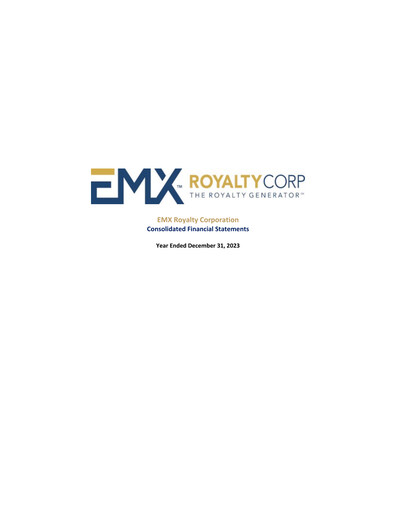 Thumbnail EMX Royalty
 Financial Statement 2023