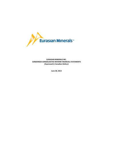 Vorschaubild EMX Royalty
 Quartalsbericht 2013-q2