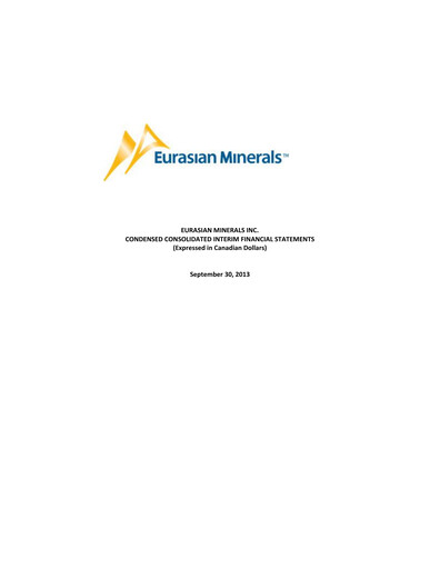 Vorschaubild EMX Royalty
 Quartalsbericht 2013-q3