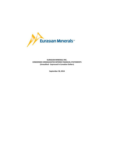 Vorschaubild EMX Royalty
 Quartalsbericht 2014-q3