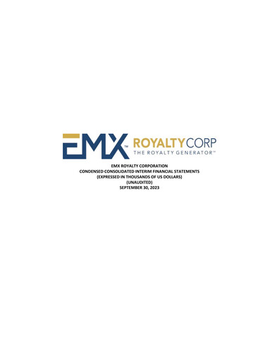 Vorschaubild EMX Royalty
 Quartalsbericht 2023-q3