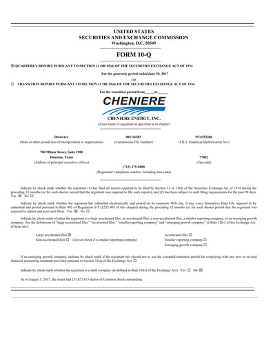 Thumbnail Cheniere Energy
 Quarterly Report 2017-q2