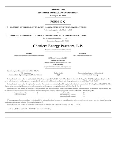 Thumbnail Cheniere Energy
Partners Quarterly Report 2025-q1