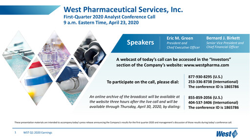 Vorschaubild West Pharmaceutical Services Quartalsbericht 2020-q1