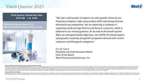 Vorschaubild West Pharmaceutical Services Quartalsbericht 2023-q3