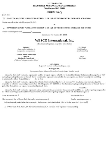 Thumbnail WESCO International
 Quarterly Report 2015-q3