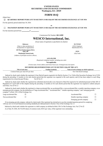 Thumbnail WESCO International
 Quarterly Report 2026-q2