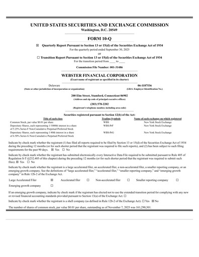 Thumbnail Webster Financial Quarterly Report 2025-q3